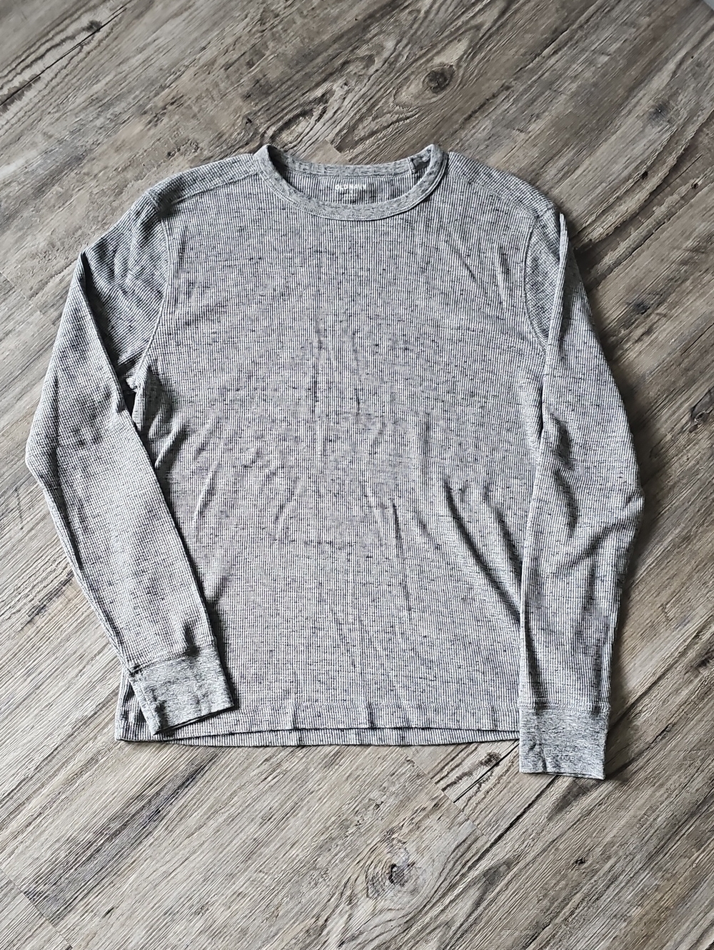Men's Long Sleeve Ribbed Crewneck Shirt - Gray